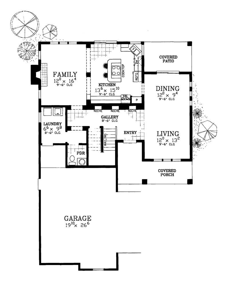 Floor Plan First Story of Craftsman Plan #137-1110