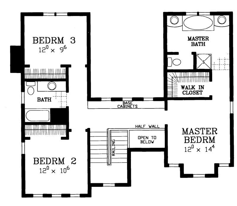 Floor Plan Second Story of Craftsman Plan #137-1110