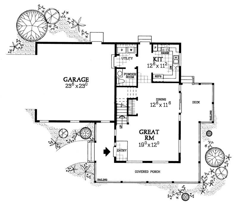 Floor Plan First Story of Country Plan #137-1114