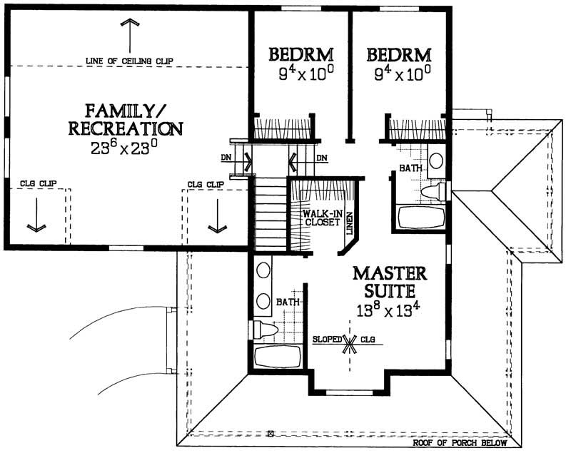 Floor Plan Second Story of Country Plan #137-1114