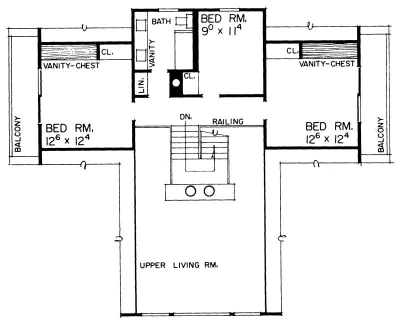 Floor Plan Second Story of A Frame Plan #137-1121