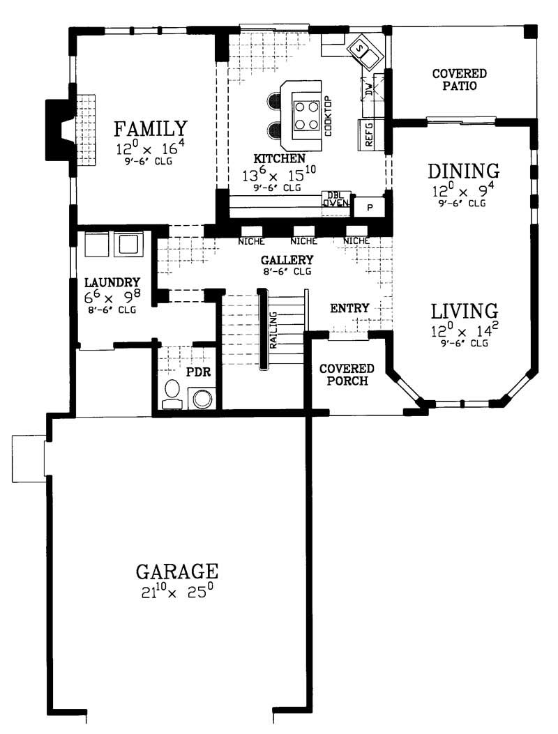 Floor Plan First Story of Mediterranean Plan #137-1123