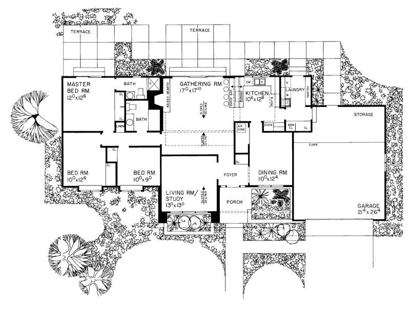 Floor Plan First Story of Ranch Plan #137-1124