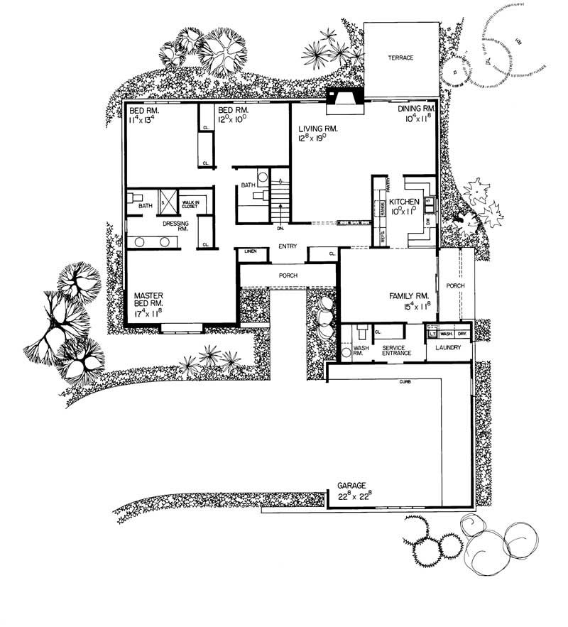 Floor Plan First Story of Ranch Plan #137-1127
