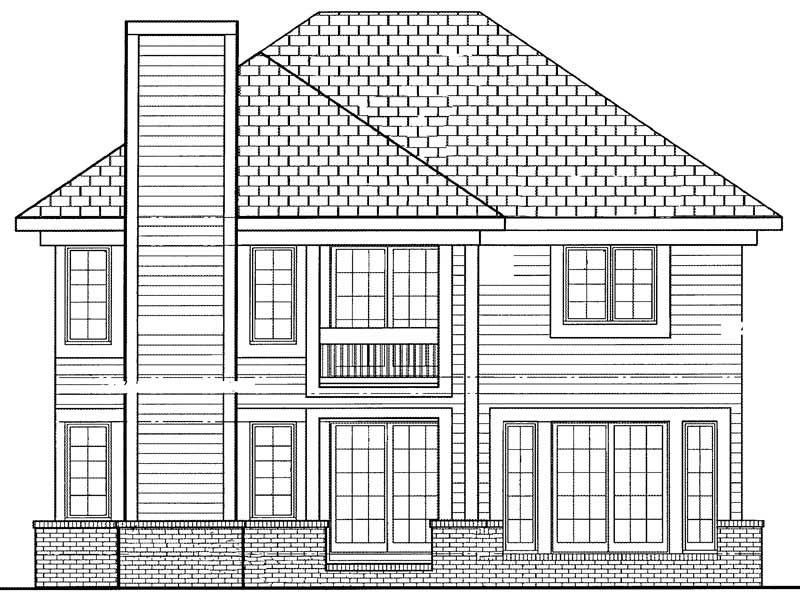 Home Plan Rear Elevation of this 4-Bedroom,2513 Sq Ft Plan -137-1129
