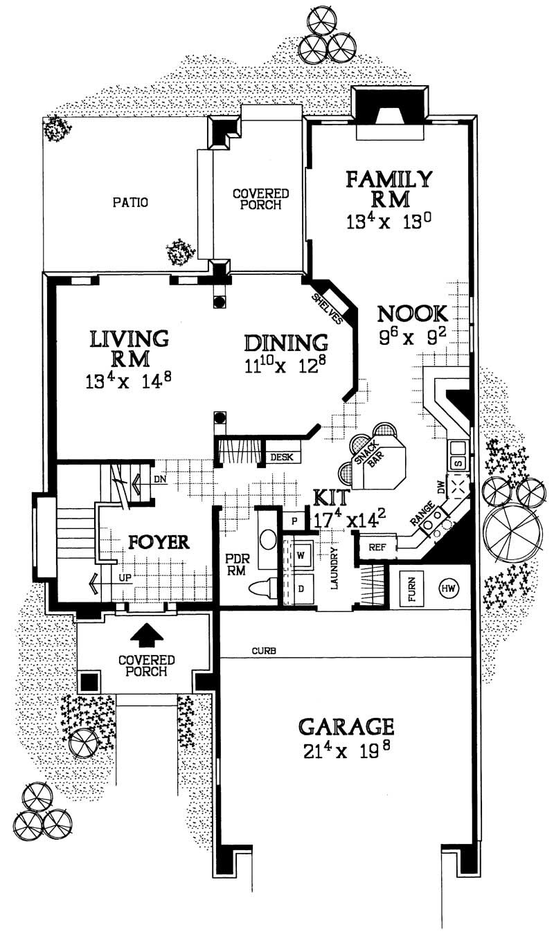 Floor Plan First Story of Traditional Plan #137-1129