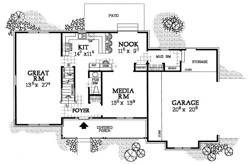 Floor Plan First Story of Country Plan #137-1130
