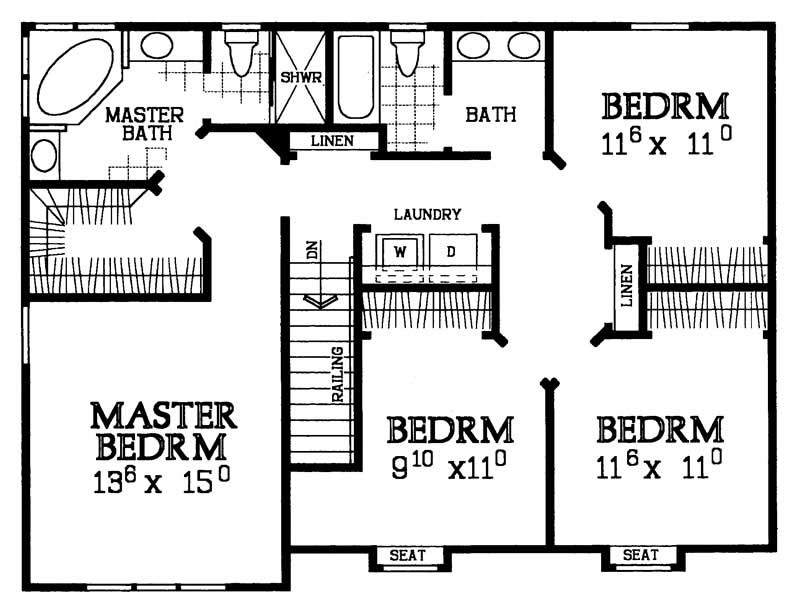 Floor Plan Second Story of Country Plan #137-1130