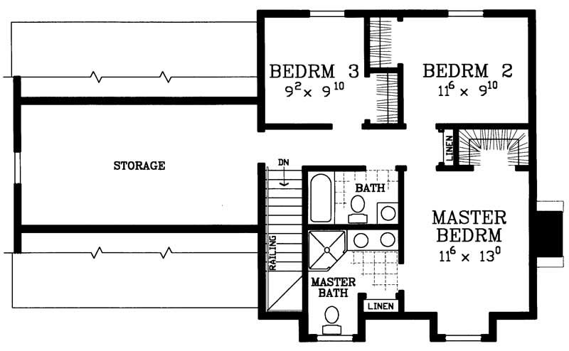 Floor Plan Second Story of Country Plan #137-1131