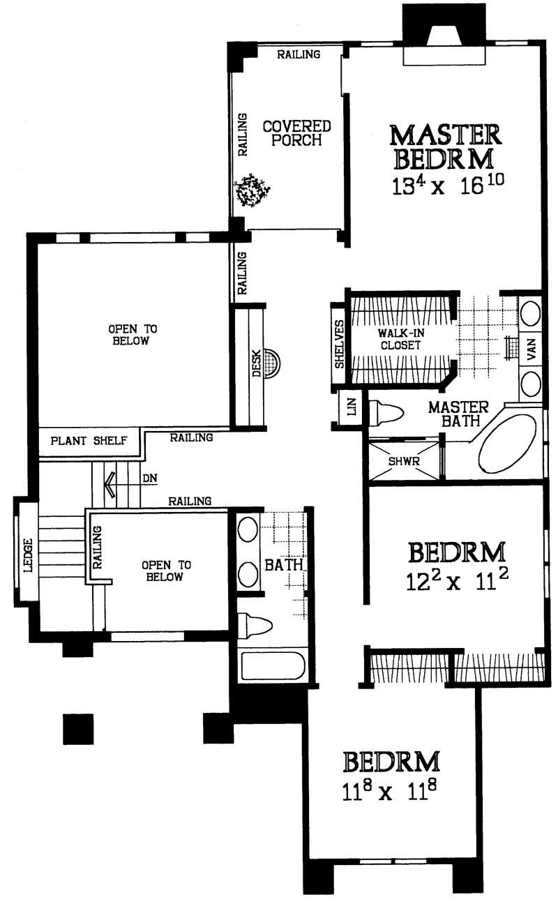 Floor Plan Second Story of Traditional Plan #137-1132