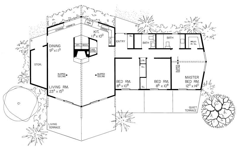 Floor Plan First Story of Contemporary Plan #137-1133