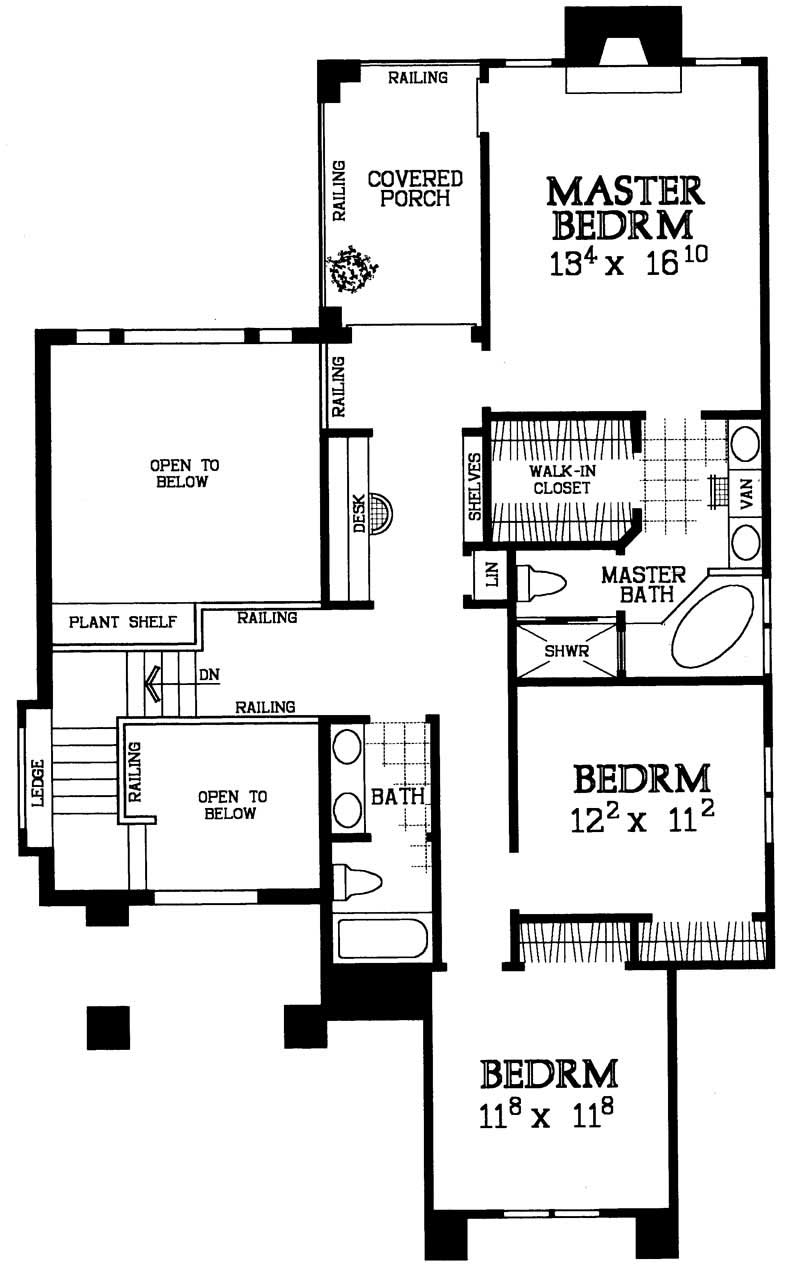 Floor Plan Second Story of Traditional Plan #137-1136