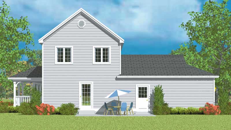 Home Plan Rear Elevation of this 3-Bedroom,1406 Sq Ft Plan -137-1137