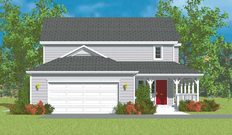 Home Plan Left Elevation of this 3-Bedroom,1406 Sq Ft Plan -137-1137