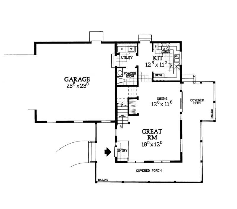 Floor Plan First Story of Country Plan #137-1137