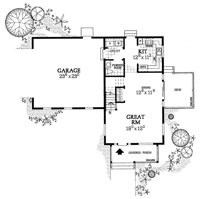 Floor Plan Main Level of Country Plan #137-1139