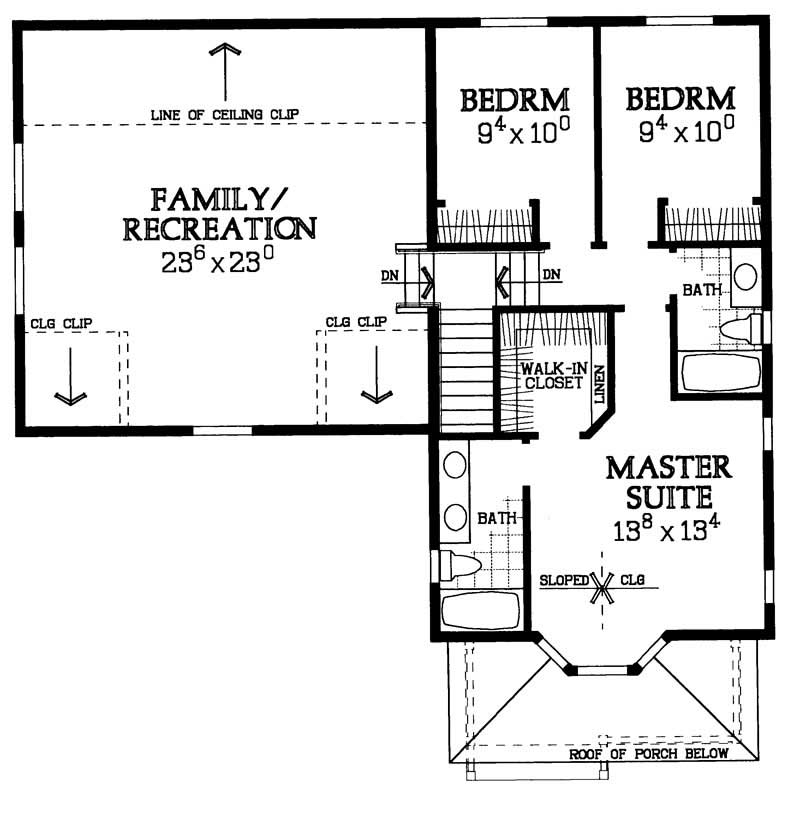 Floor Plan Upper Level of Country Plan #137-1139