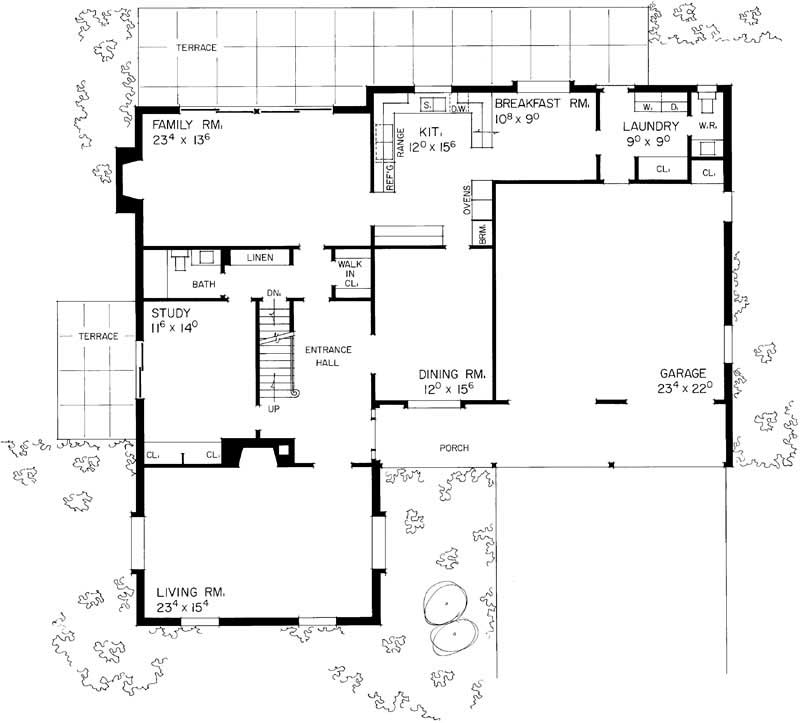 Floor Plan First Story of Country Plan #137-1140