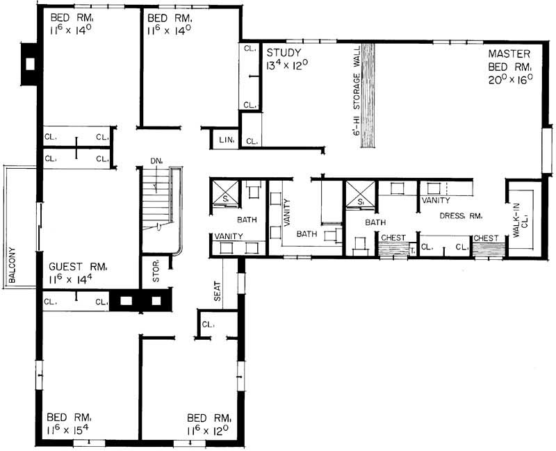 Floor Plan Second Story of Country Plan #137-1140