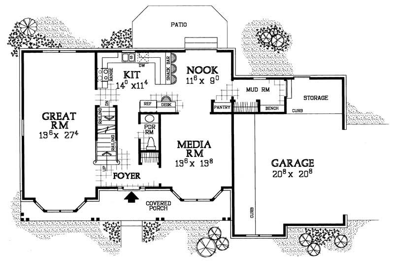 Floor Plan First Story of Country Plan #137-1145