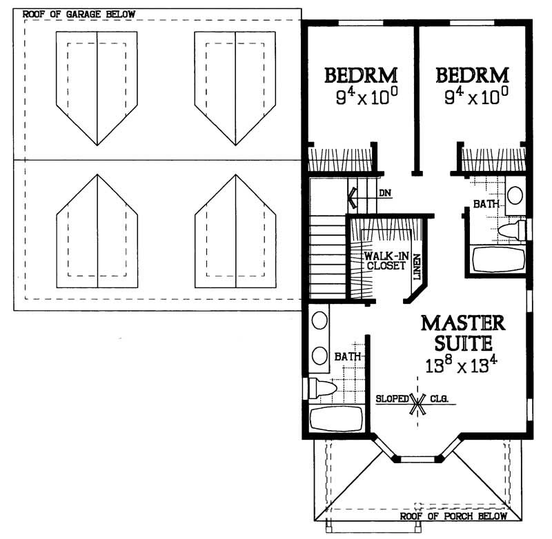 Floor Plan Second Story of Country Plan #137-1146