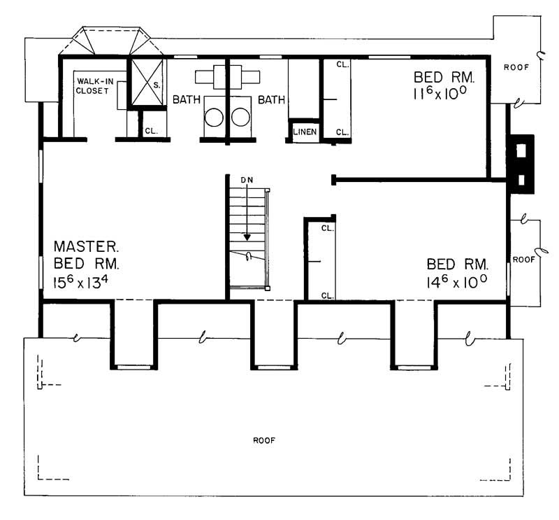 Floor Plan Second Story of Country Plan #137-1147