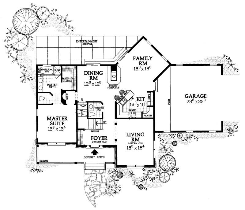 Floor Plan First Story of Country Plan #137-1148