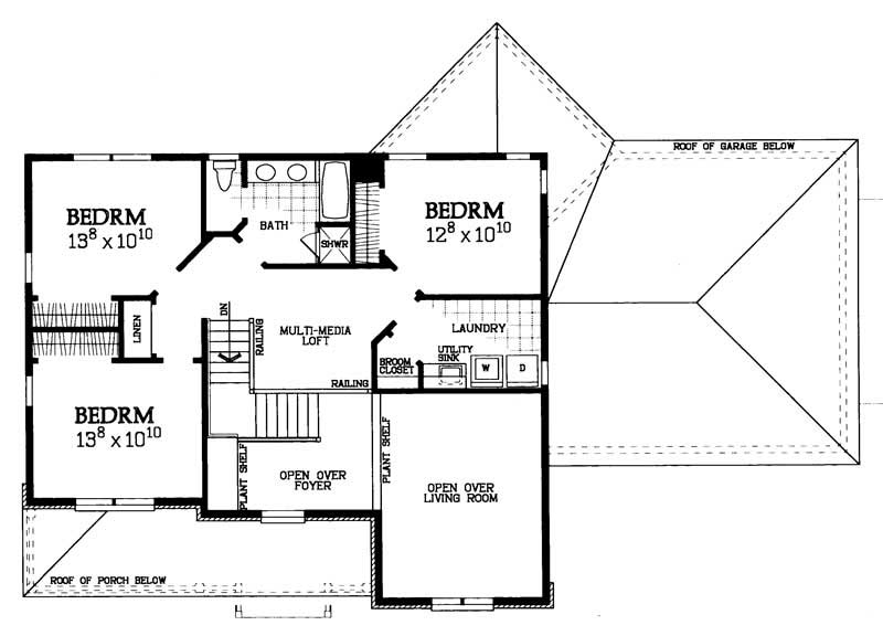 Floor Plan Second Story of Country Plan #137-1148