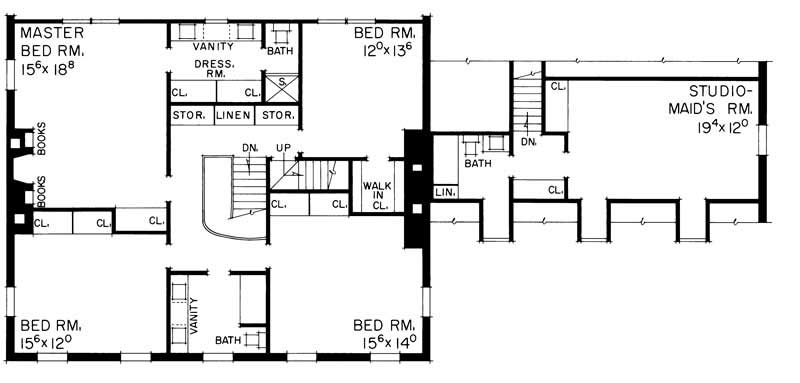 Floor Plan Second Story of Colonial Plan #137-1151