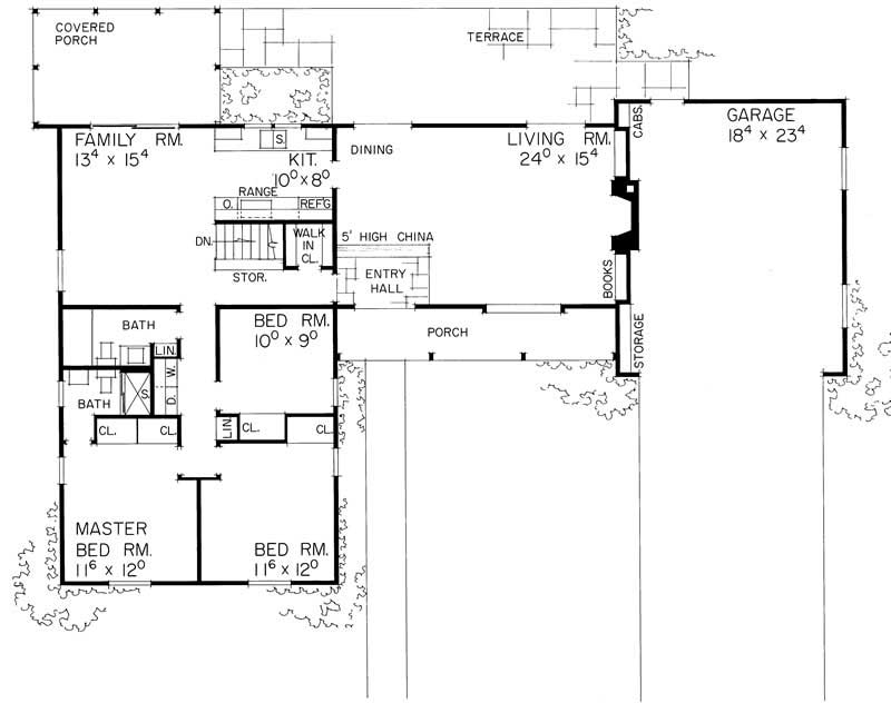 Floor Plan First Story of Ranch Plan #137-1152