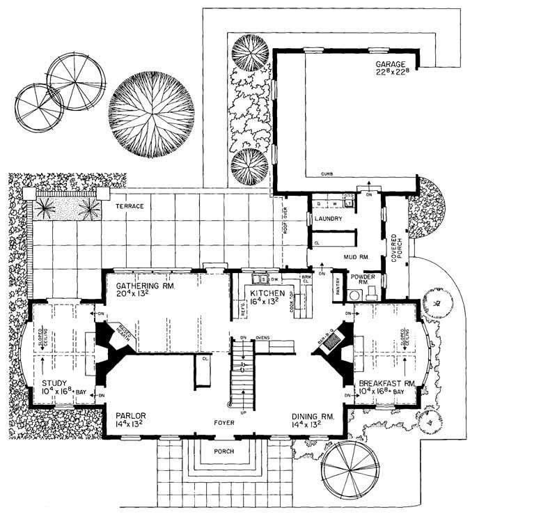 Floor Plan First Story of Colonial Plan #137-1159