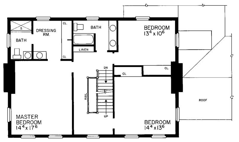 Floor Plan Second Story of Colonial Plan #137-1159
