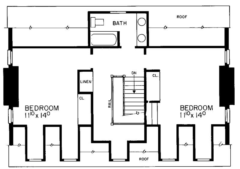 Floor Plan Third Story of Colonial Plan #137-1159