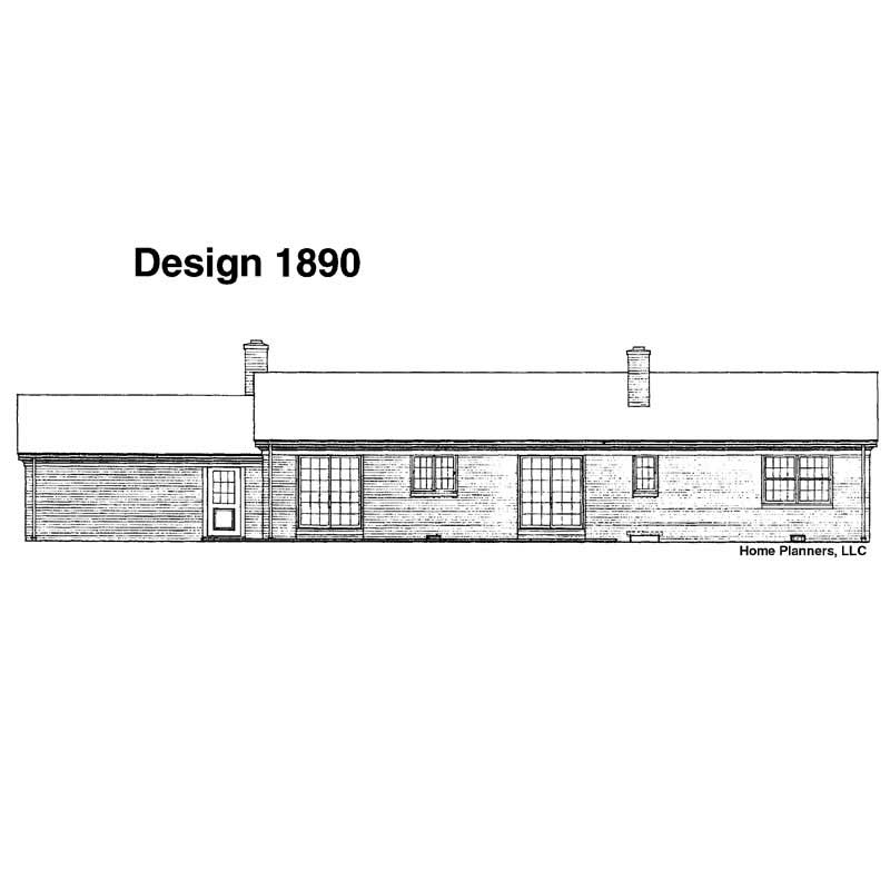 Home Plan Rear Elevation of this 3-Bedroom,1628 Sq Ft Plan -137-1161