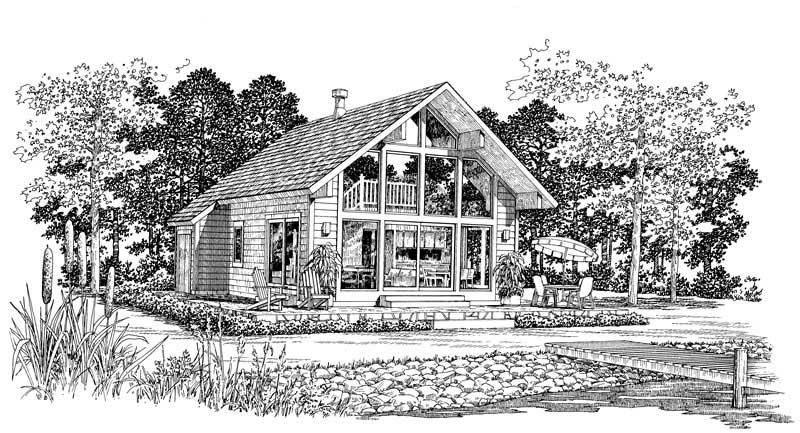 Home Plan Front Elevation of this 2-Bedroom,1059 Sq Ft Plan -137-1163