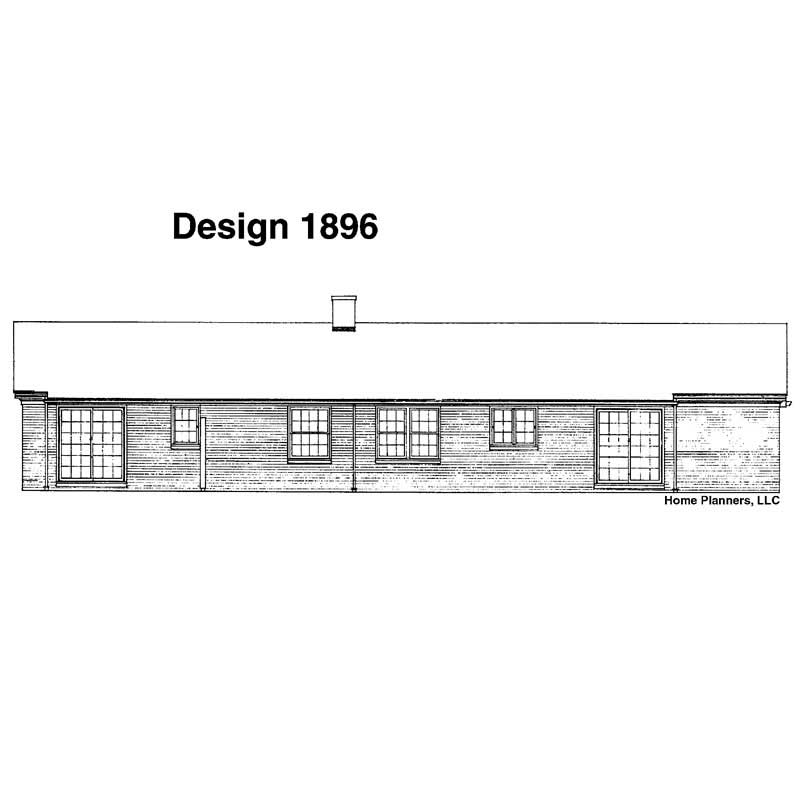 Home Plan Rear Elevation of this 4-Bedroom,1690 Sq Ft Plan -137-1165