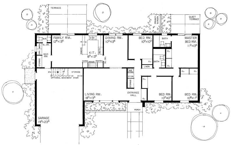 Floor Plan First Story of Ranch Plan #137-1165