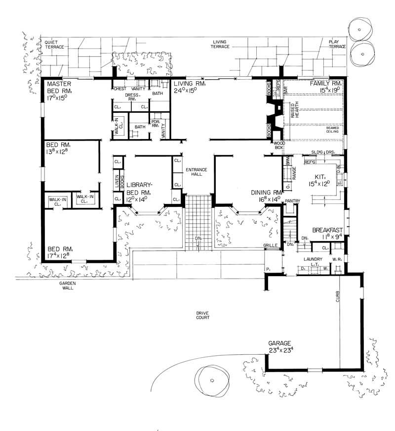 Floor Plan First Story of Ranch Plan #137-1166