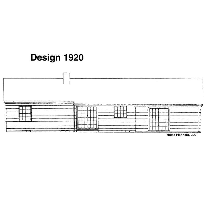 Home Plan Rear Elevation of this 3-Bedroom,1600 Sq Ft Plan -137-1167