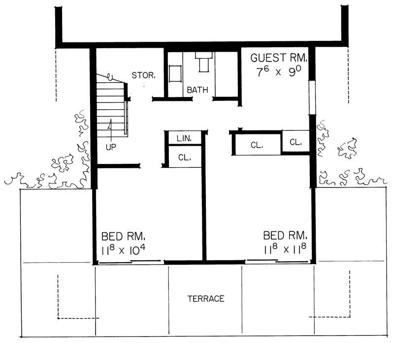 Floor Plan Basement of Contemporary Plan #137-1168