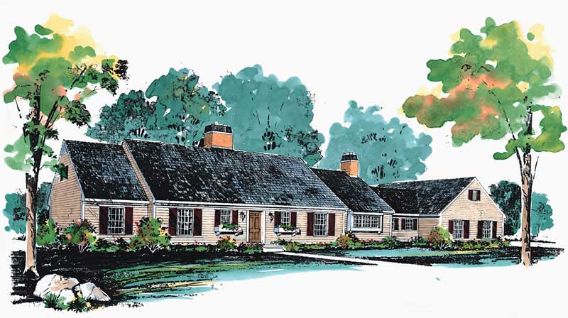 Front elevation of Cape Cod home (ThePlanCollection: House Plan #137-1169)
