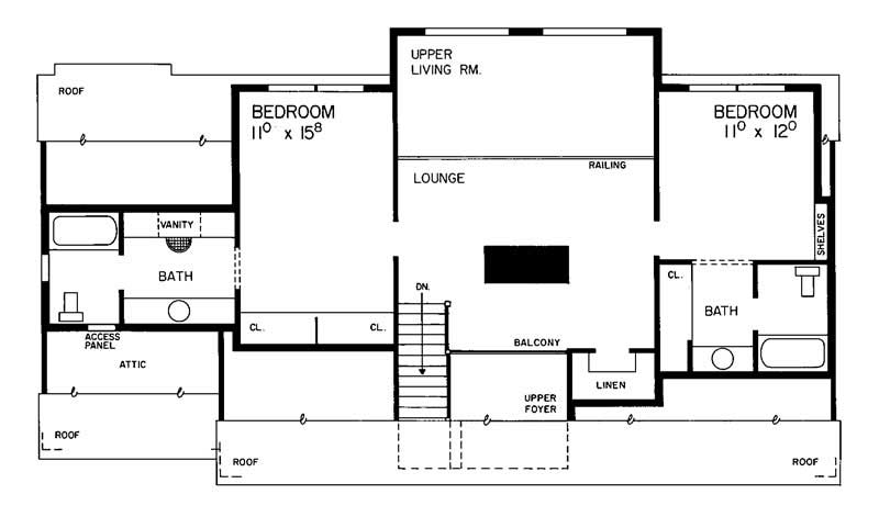Floor Plan Second Story of Cape Cod Plan #137-1169