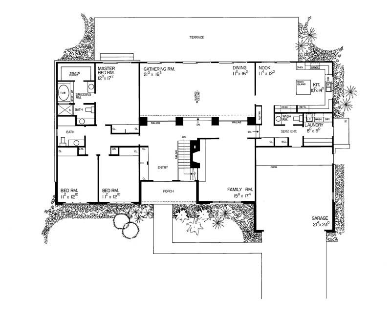 Floor Plan First Story of Ranch Plan #137-1171