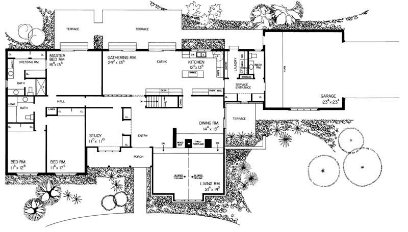 Floor Plan First Story of European Plan #137-1173