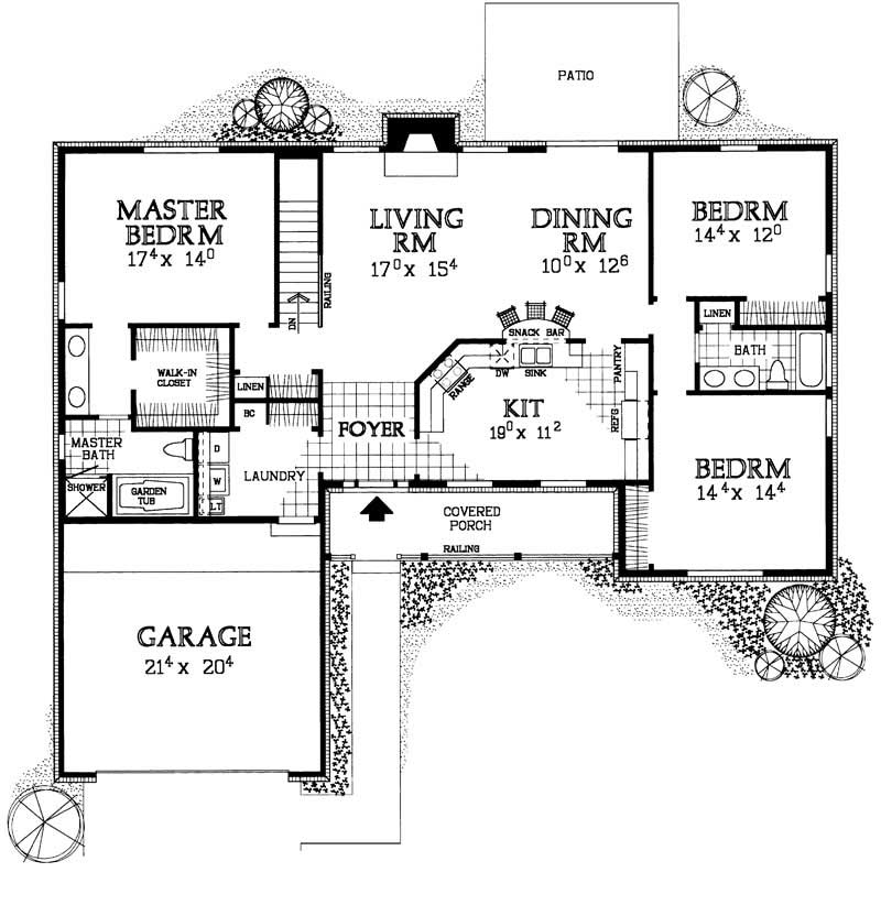 Floor Plan First Story of Country Plan #137-1176