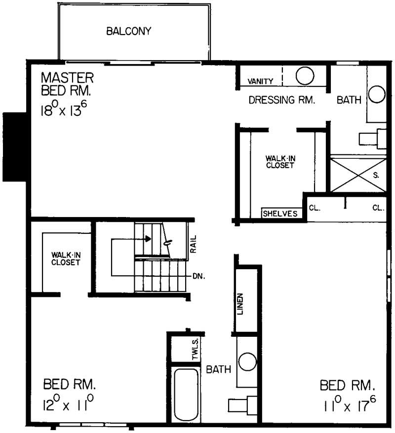 Floor Plan Second Story of Contemporary Plan #137-1178