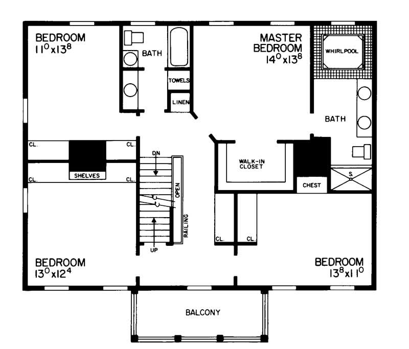 Floor Plan Second Story of Plan #137-1182