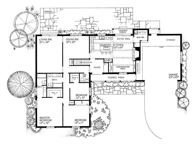 Floor Plan First Story of European Plan #137-1184