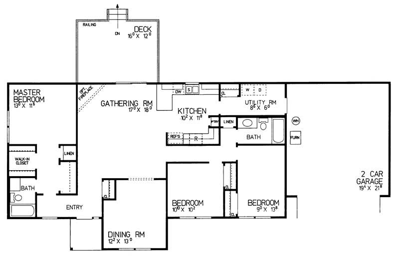 Floor Plan First Story of Country Plan #137-1191