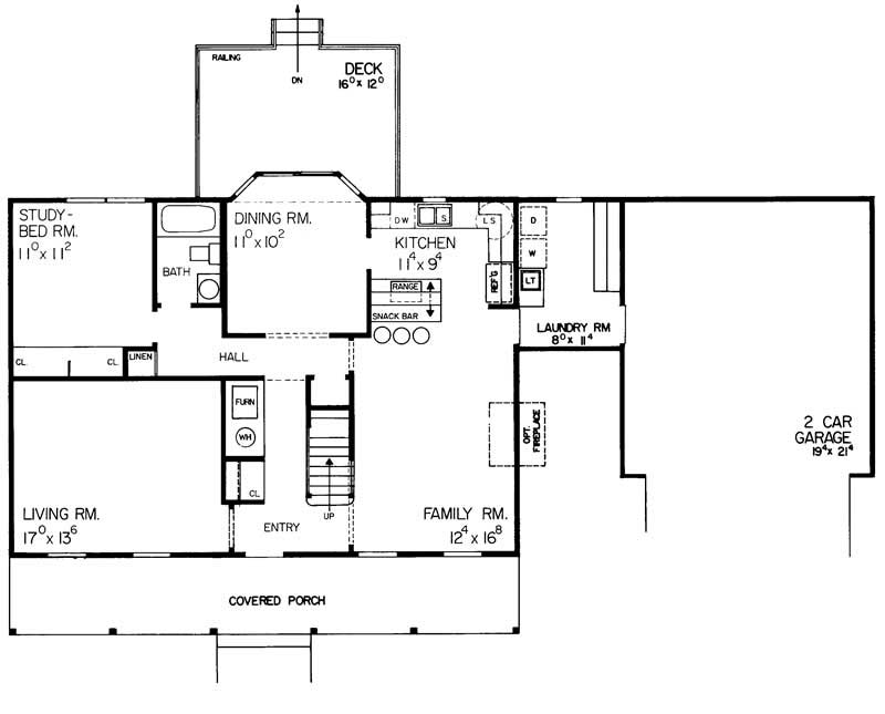 Floor Plan First Story of Country Plan #137-1193